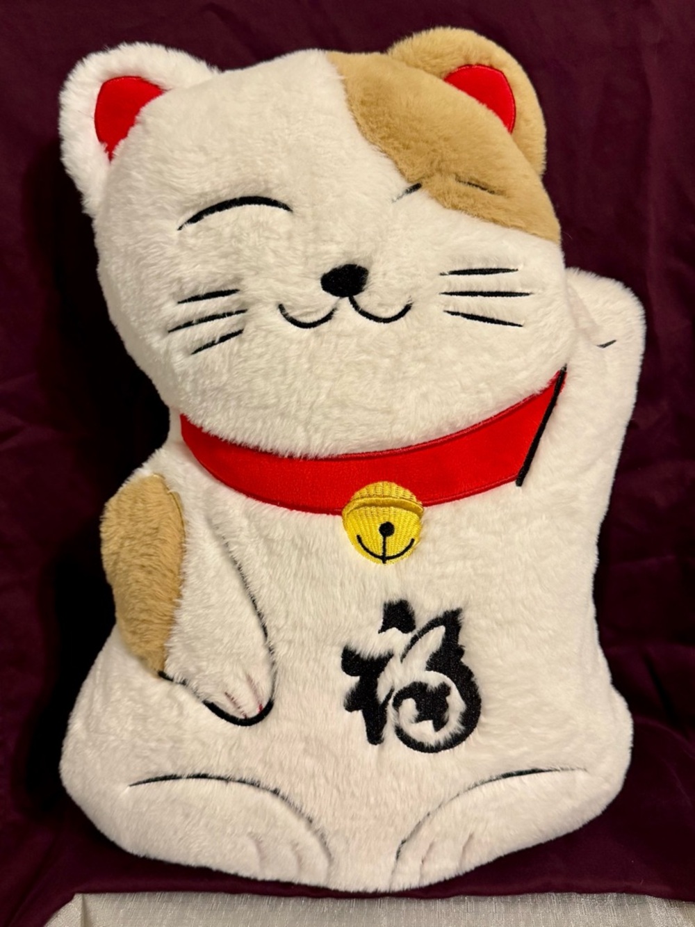Maneki Neko 18” Lucky waving cat Stuff Animal Pillow Super Soft COSTCO
